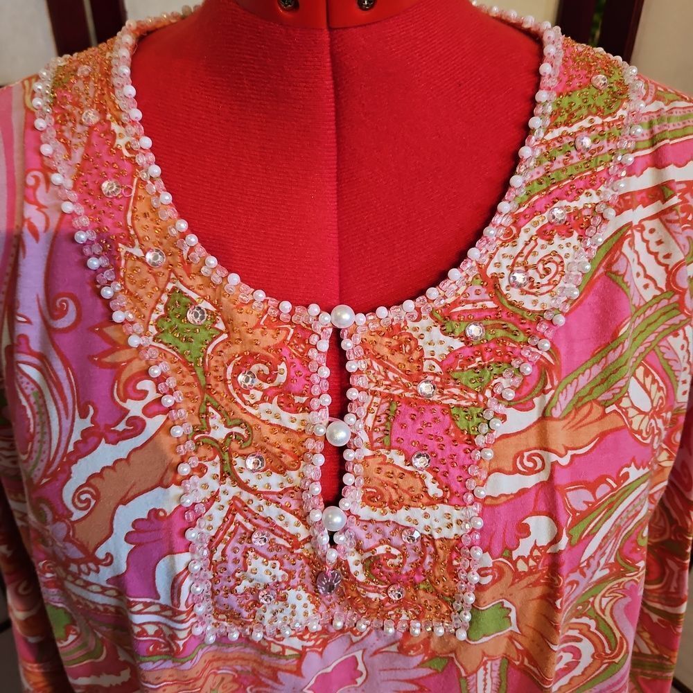 Soft Surroundings Pastel Bejeweled Top - Picture 3 of 7
